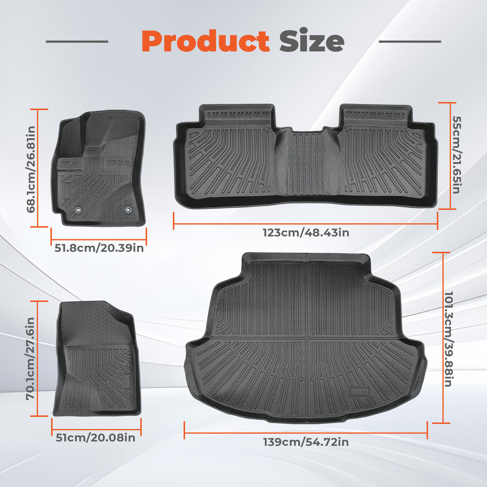 Floor Mats Liners+Trunk Cargo Liner For 2014-2019 Toyota Corolla Sedan Black