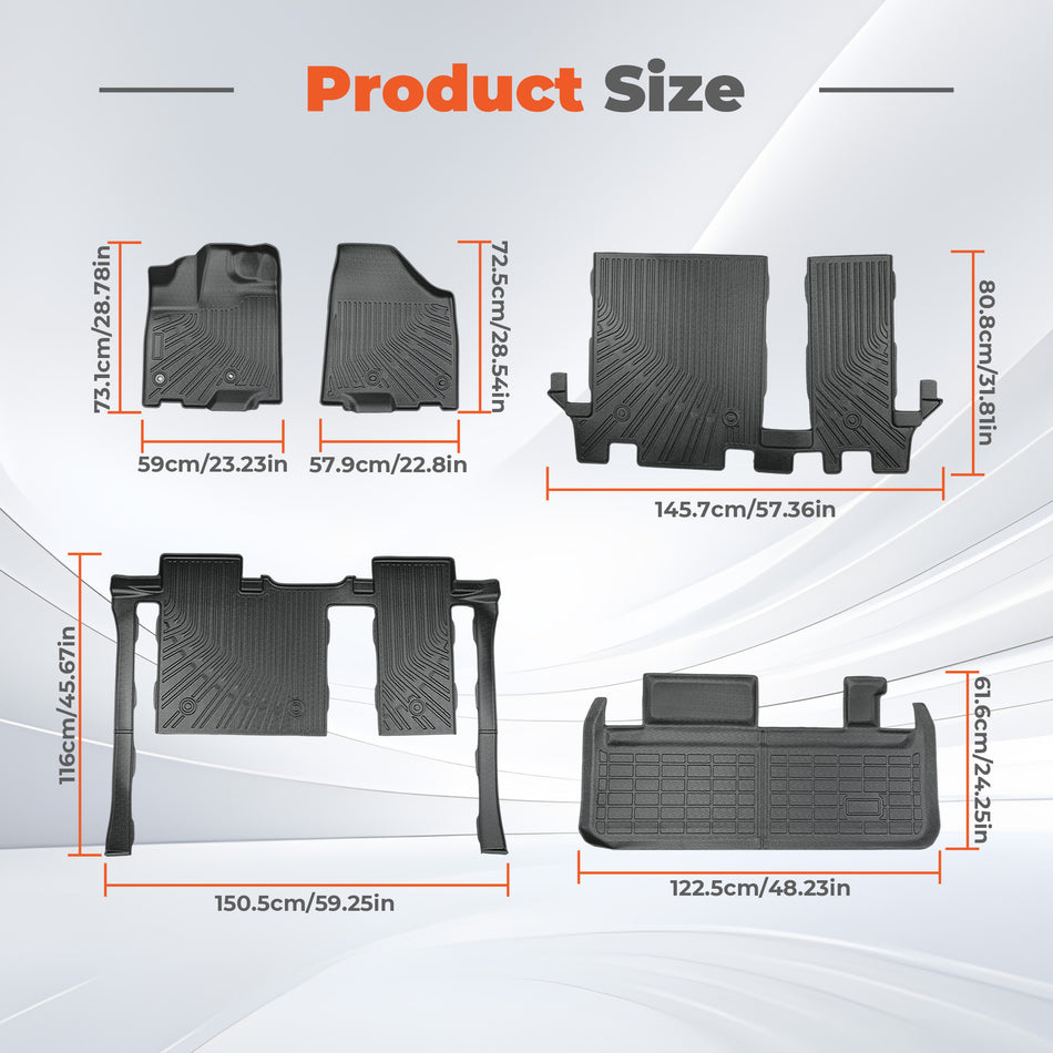 For 2013-2020 Toyota Sienna 8 Seats TPE Floor Mats+Trunk Cargo Liner All Weather