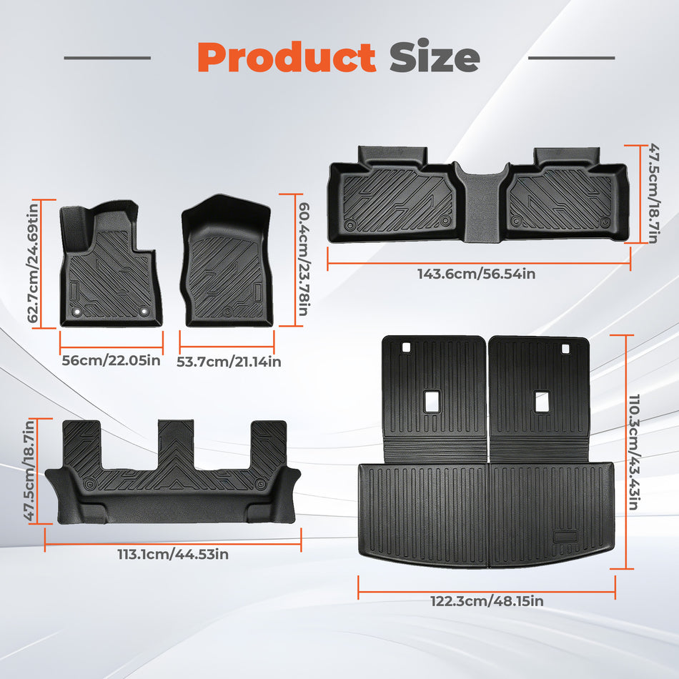 Floor Mats & Cargo with Backrest Mat for Ford Explorer 7 Seats 2020-2025 2026 7seats