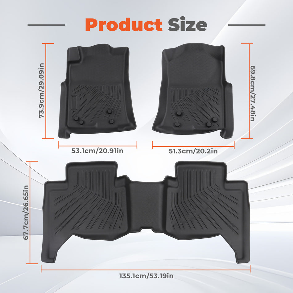 3PCS TPE All-Weather Floor Mats for 2005-2015 Toyota Tacoma