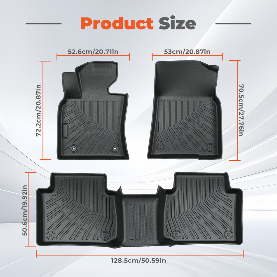 3PCS TPE All-Weather Floor Mats for 2018-2024 Toyota Camry SE LE XLE