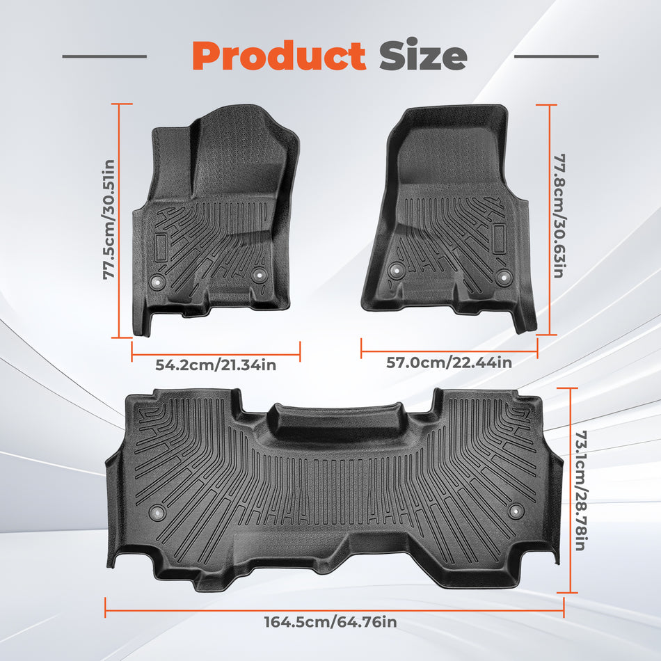 3Pcs Car Floor Mats Liner Front and Rear TPE Black Replacement for R-a-m 1500 2025 2026