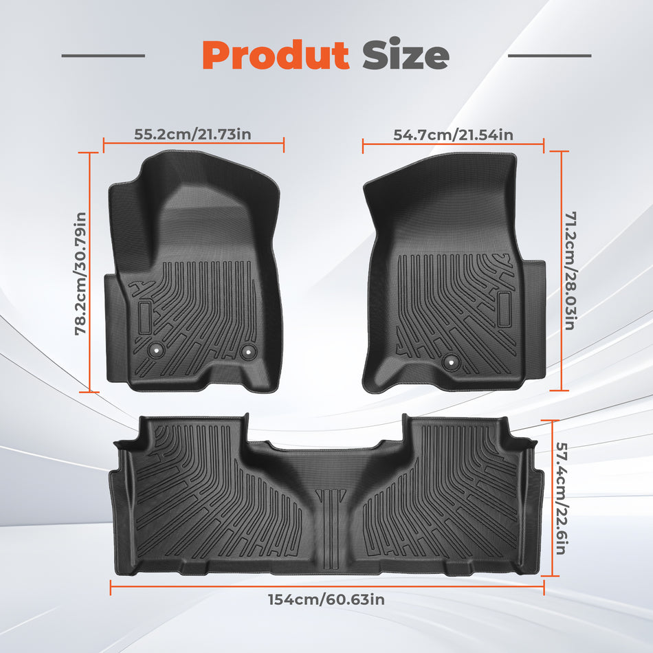 3 Rows TPE All-Weather Floor Mats for 2021-2026 Chevy Tahoe Yukon