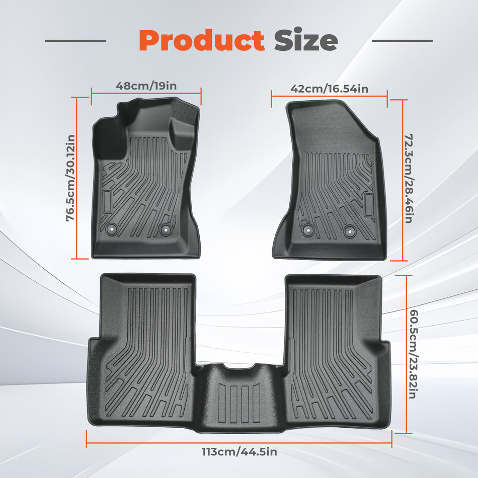 3Pcs Car Floor Mats Liner Front and Rear TPE Black Replacement for Com-Pass 2017-2025