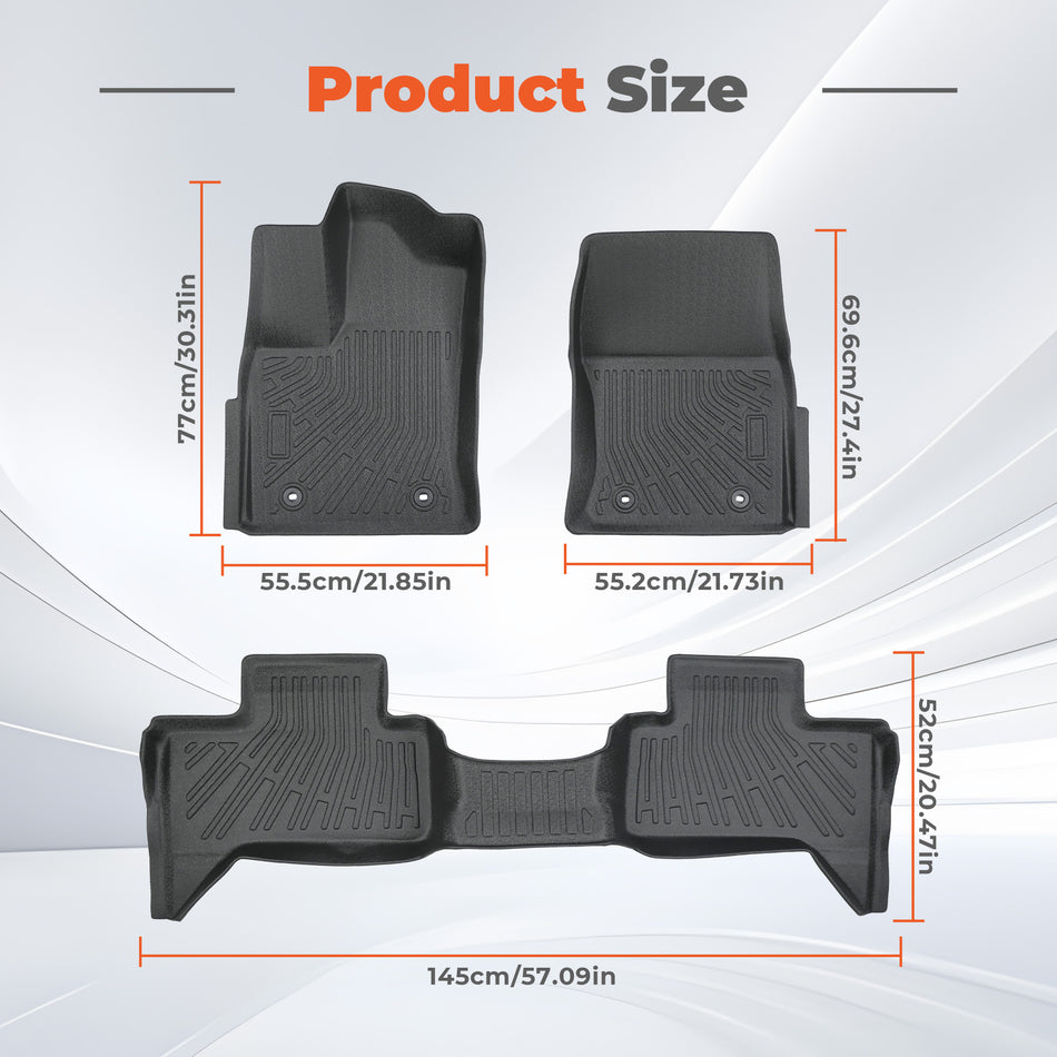 Floor Mats for 2022-2026 Toyota Tundra Double Cab All Weather 3D Floor Liner