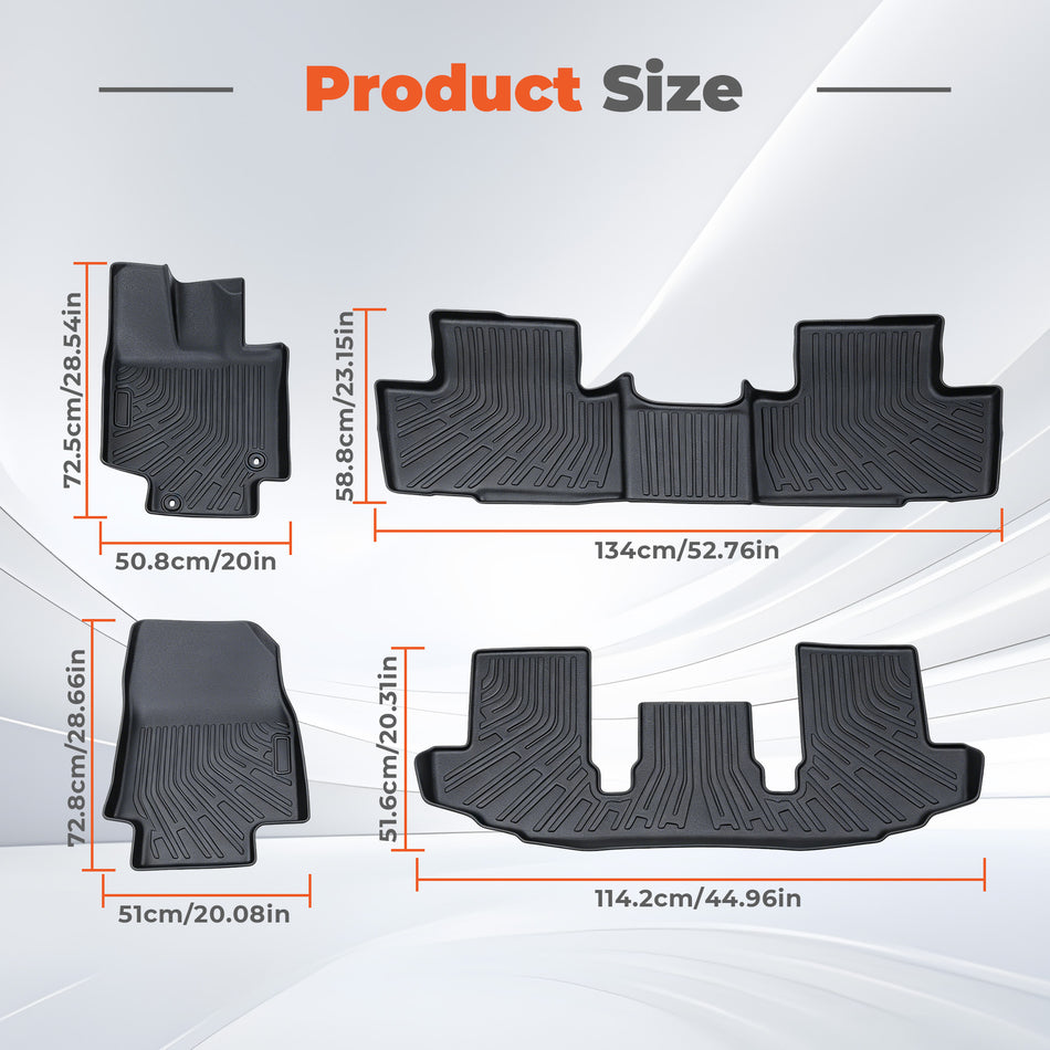 For 2020-2026 Toyota Highlander TPE Floor Mats Liner 4PCS New 3D Front & Rear