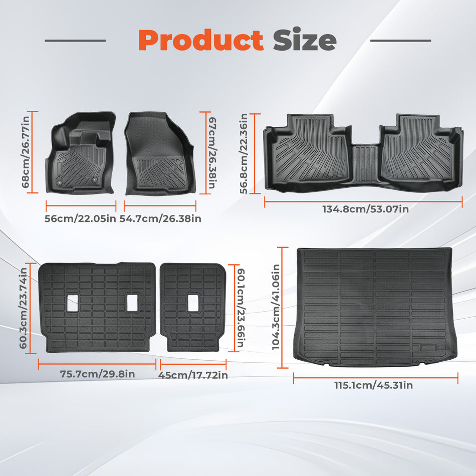 TPE All-Weather Interior Protection Set for 2015-2024 Ford Edge 5-Seater - Floor Mats, Cargo Mat & Backrest Covers (Not Compatible with SEL)
