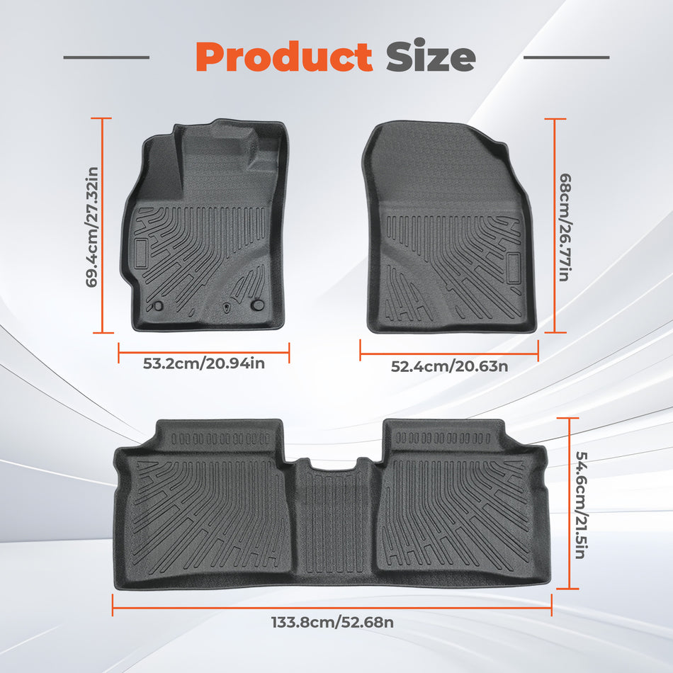 Floor Mats Liner For 2010-2015 Toyota Prius TPE 3D Model All-Weather Black 3PCS