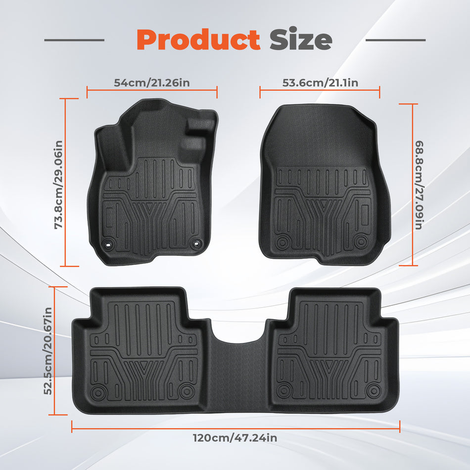 Car Floor Mats Black TPE Vehicle Floor Liners 3 Piece Replacement for CRV 2017-2022