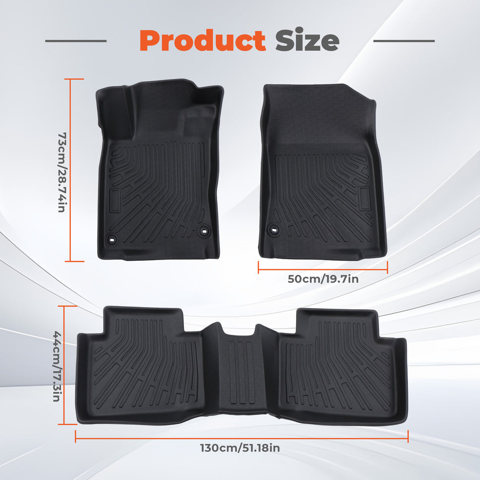 Floor Mats 3Pcs Two Rows Floor Liners Black TPE Replacement for Civic Sedan Hatchback Coup 2016-2021