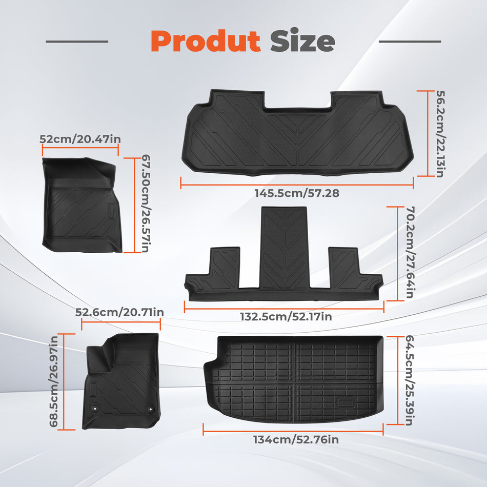Full Set TPE Floor Mats Cargo Liner for 2018-2024 Chevy Traverse Limited