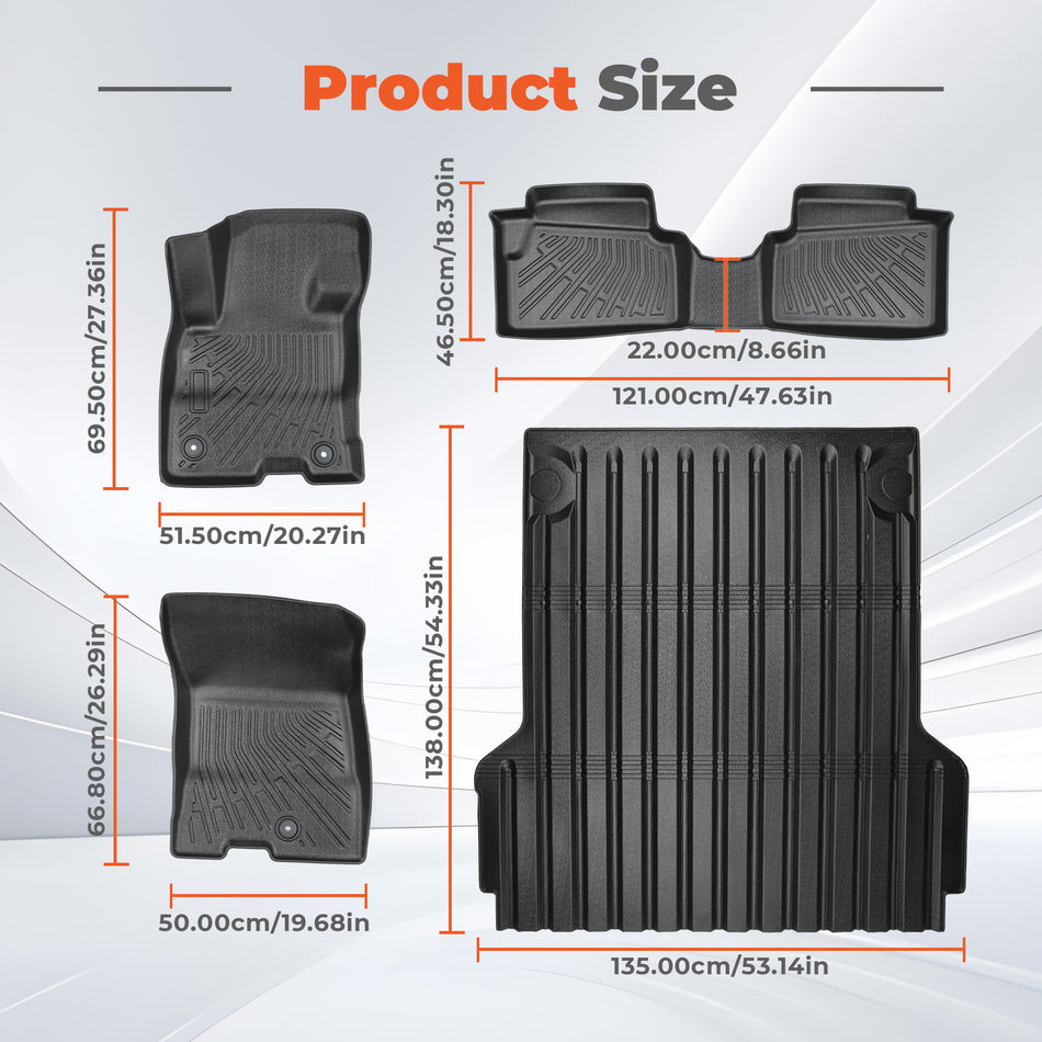 Floor Mats & Truck Bed Liner for 2022-2025 Ford Maverick Hybrid TPE Set