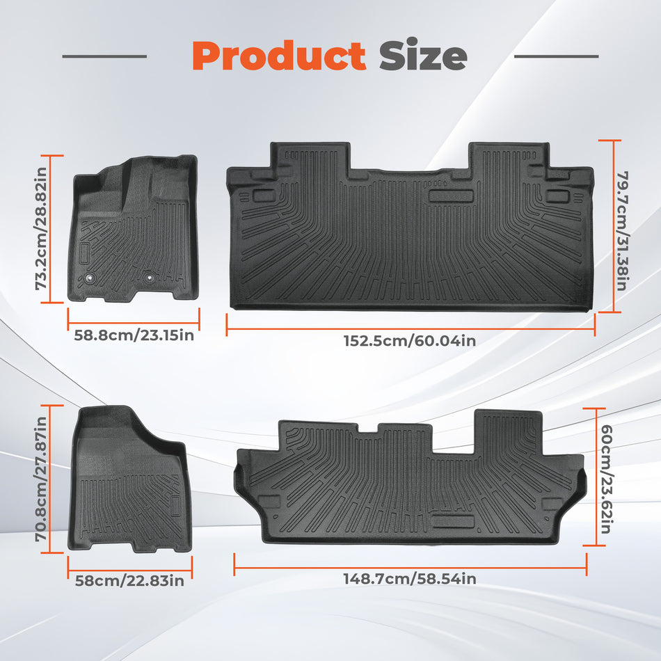 Floor Mats 3 Row Liner Set for 2011-2012 Toyota Sienna 8seats