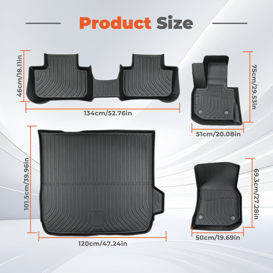 Labwork 4PCS TPE All-Weather Floor Mats Cargo Liner for 2018-2024 BMW X3