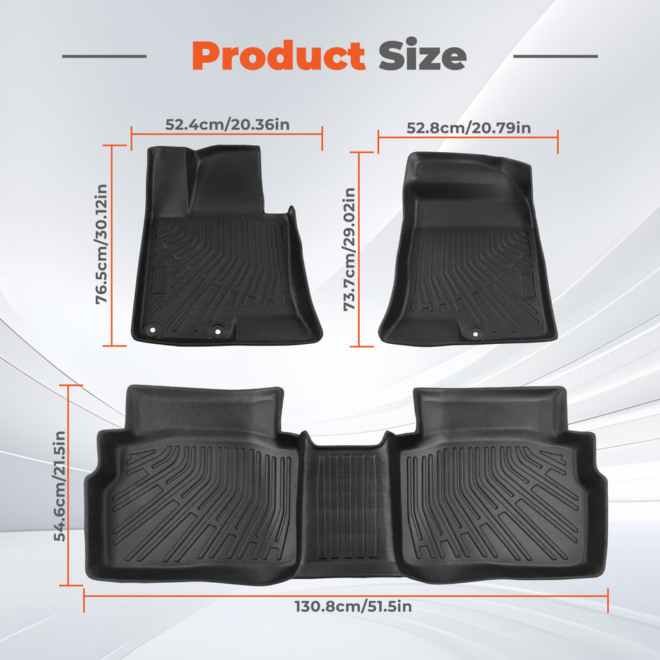 3PCS Floor Mats Black TPE Replacement for Sonata 2011-2015