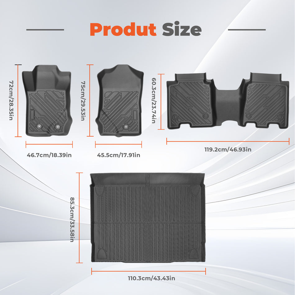 4PCS TPE All-Weather Floor Mats Cargo Liner for 2021-2025 Ford Bronco 4-Door