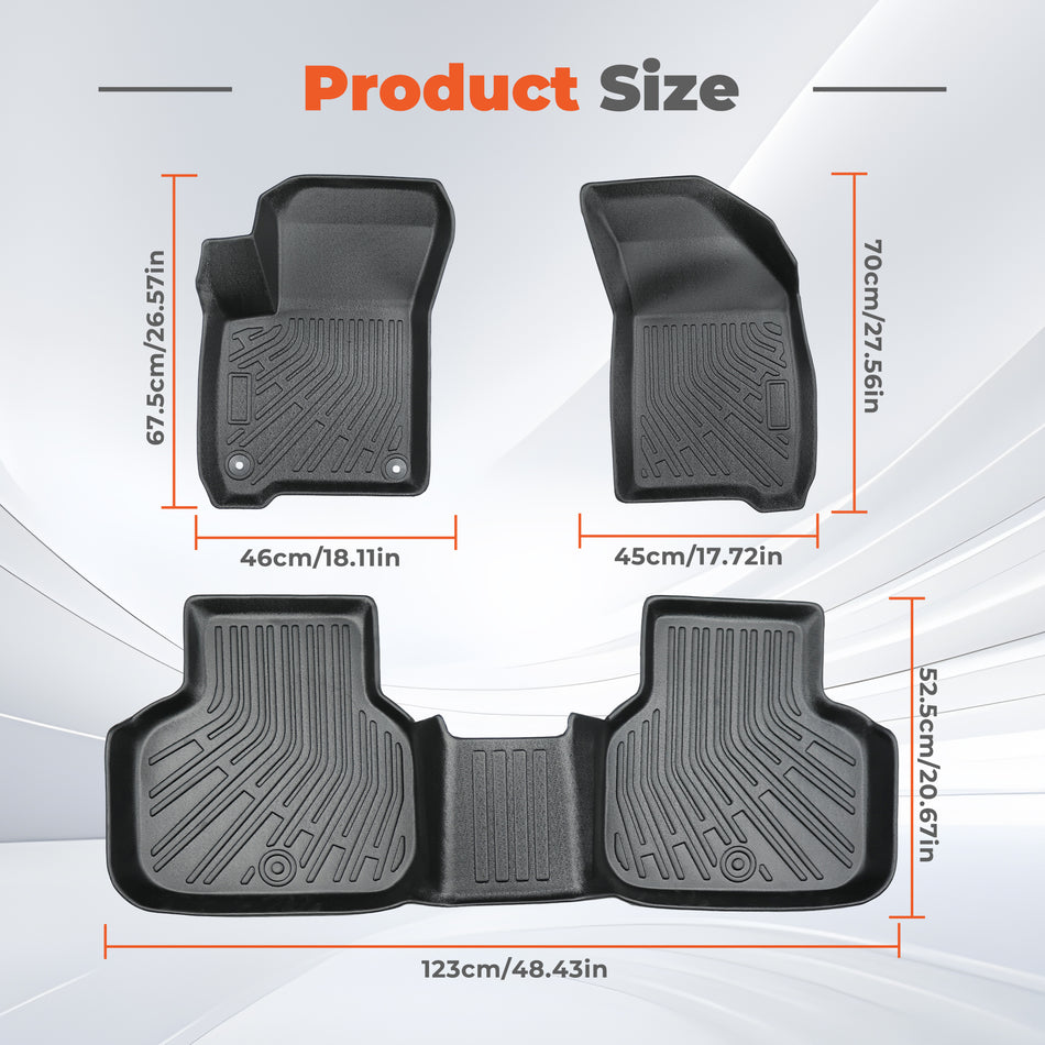 3Pcs Car Floor Mats Liner Front and Rear TPE Black Replacement for Journey 2011-2020