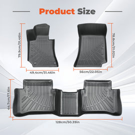 3PCS Floor Mats Black TPE Replacement for E-Class W212 2010-2016 1st and 2nd Row