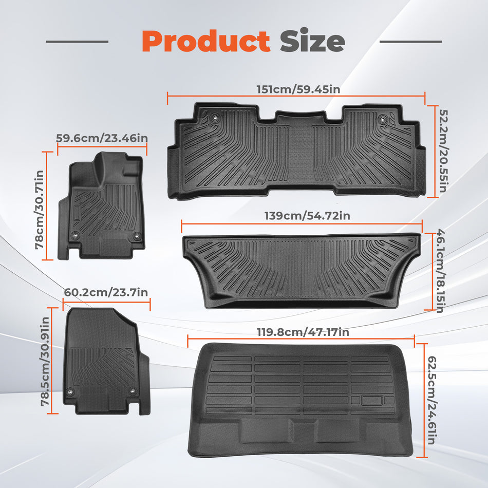 5PCS Floor Mats and Cargo Liner Black TPE Replacement for Odyssey 2018-2026