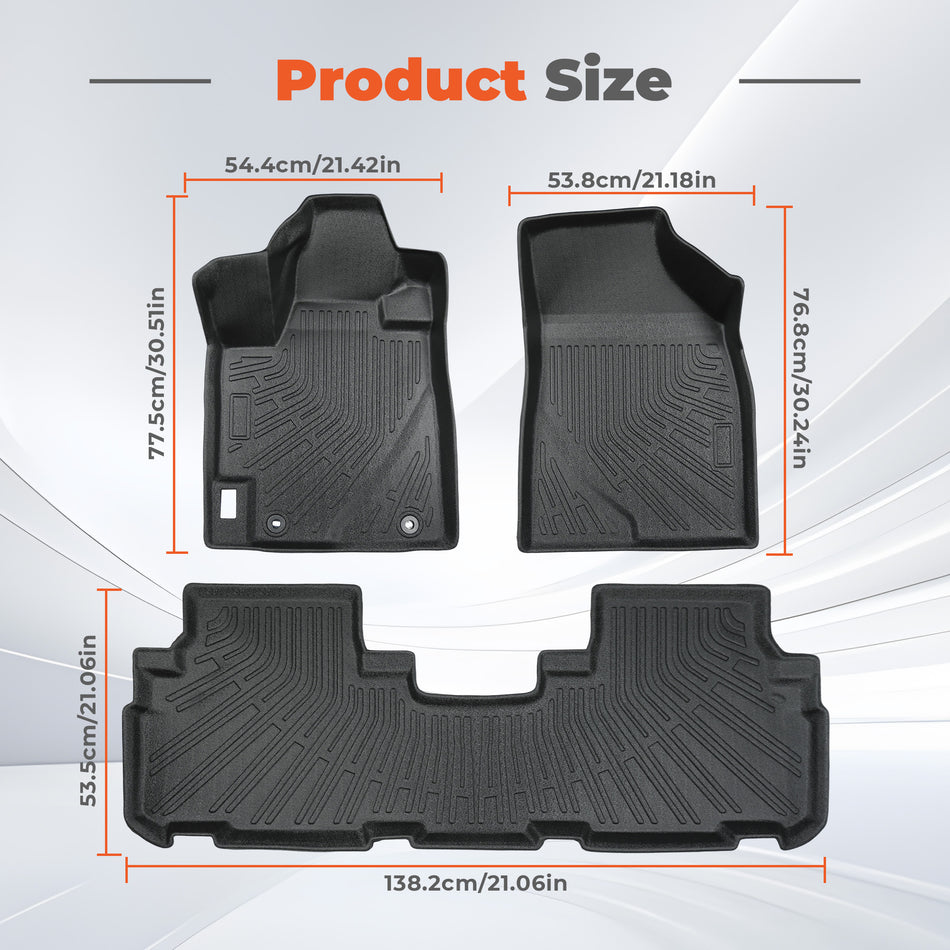 Floor Mats for Cars Liner 3Pcs Black Replacement for Highlander 2008-2013