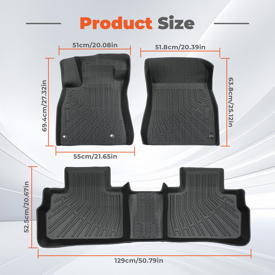 3Pcs Car Floor Mats Front and Rear TPE Black Replacement for Sentra 2020-2024