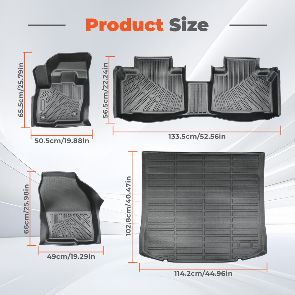 4PCS Floor Mats and Cargo Liner Black TPE Replacement for Edge 2015-2024