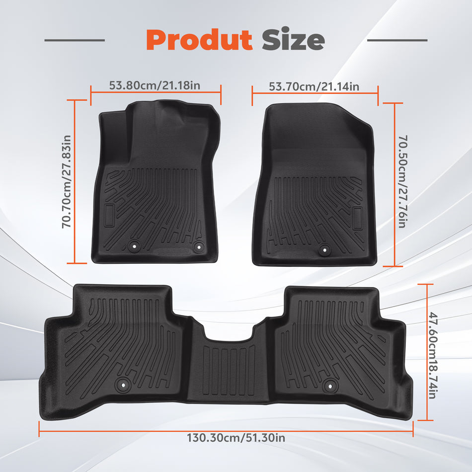 3PCS Floor Mats Black TPE Replacement for NIRO Plug-in Hy-Brid 2018-2022 Replacement for NIRO 2017-2022 1st and 2nd Row