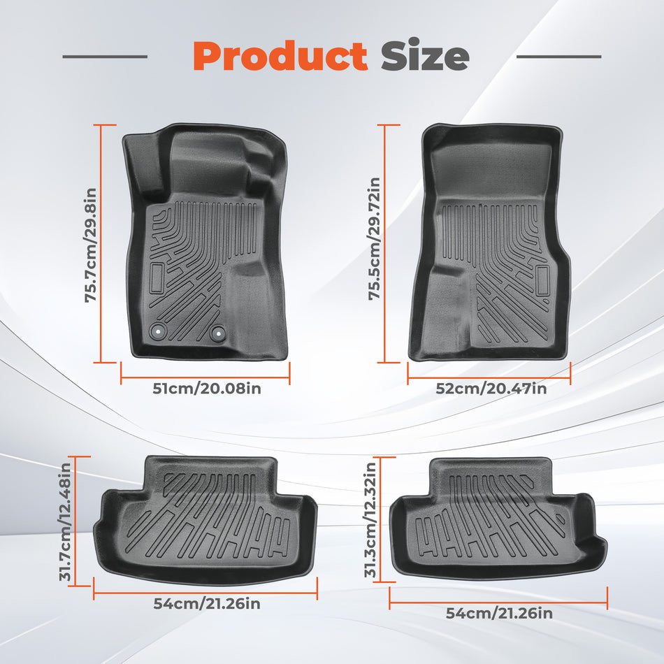 Floor Mats Replacement for Mustang 2004-2014 | 4Pcs Front and Rear, TPE Material, Black