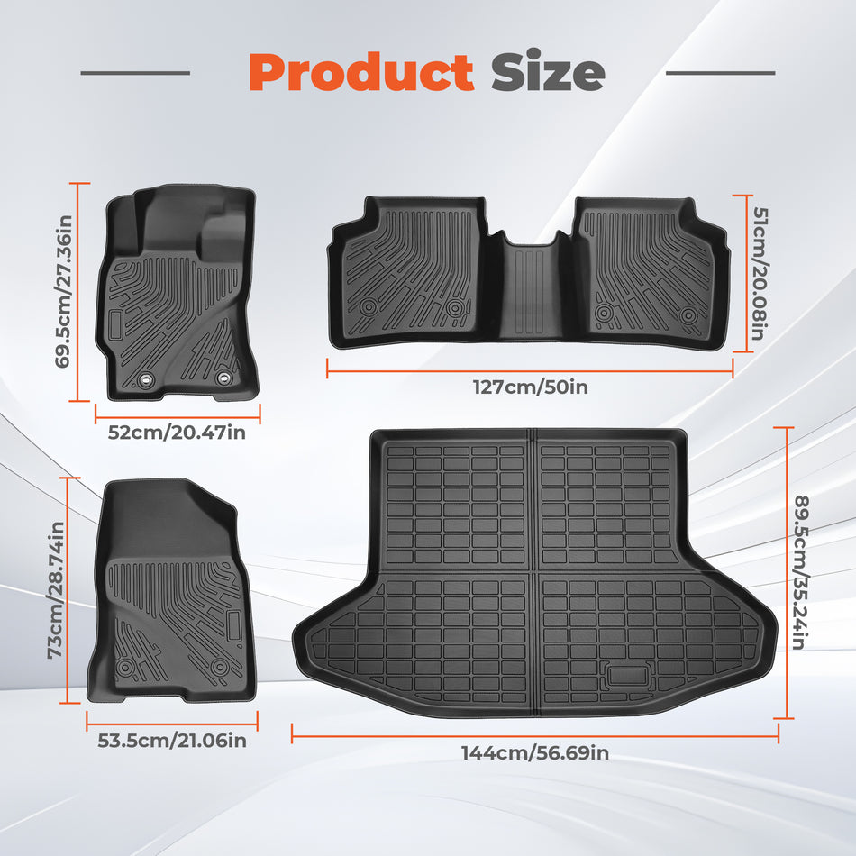 TPE Floor Mats & Trunk Cargo Liner Set waterproof 3D For 2003-2009 Toyota Prius