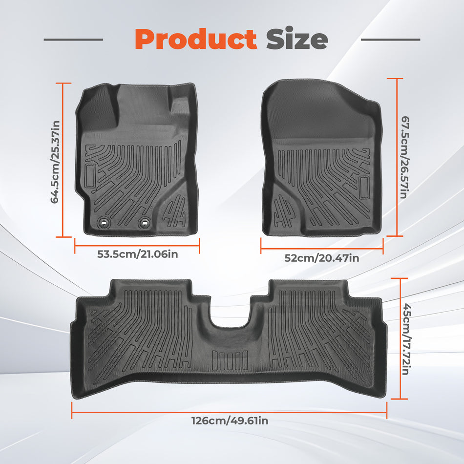 Floor Liners Fit 2012-2016 Toyota Prius C Front/2nd 3p Black
