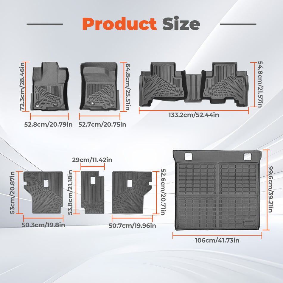 Floor Mats for Toyota 4Runner 2013-2024 5-Seater Cargo Mat w/Backrest Mat