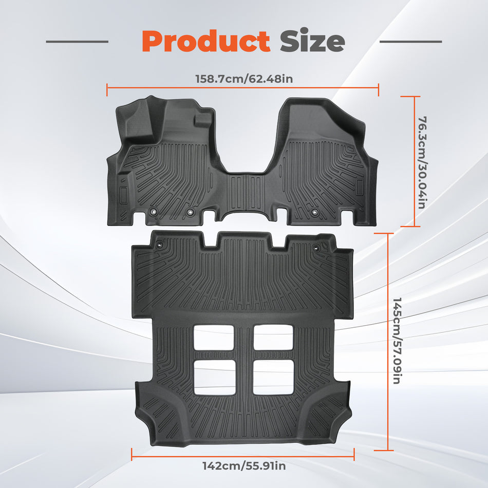 2PCS TPE All-Weather Front Floor Mats for 2011-2017 Honda Odyssey