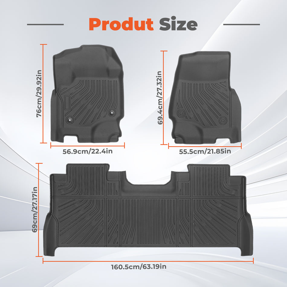 Fit For 2017-2024 Ford F-250/350/450/550 Super Duty Crew Cab TPE Floor Mats Liners