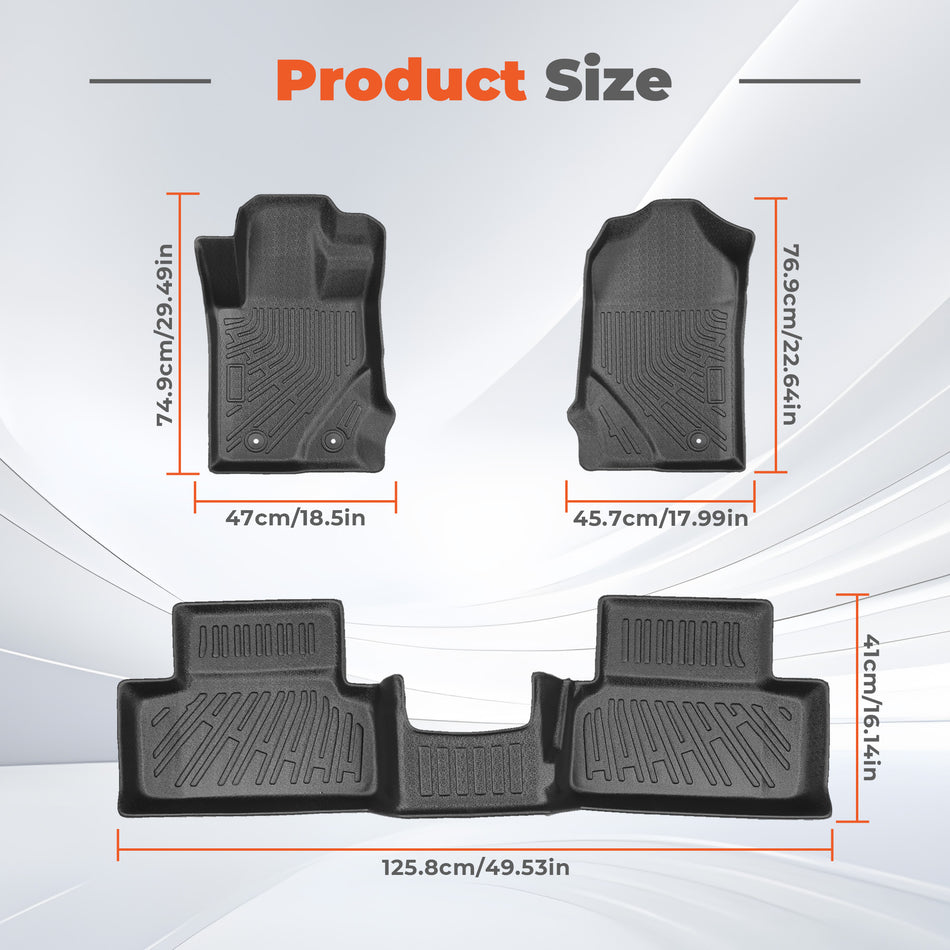 Floor Mats for Ford Bronco 2 Door 2021-2025 All Weather TPE Car Mats Black