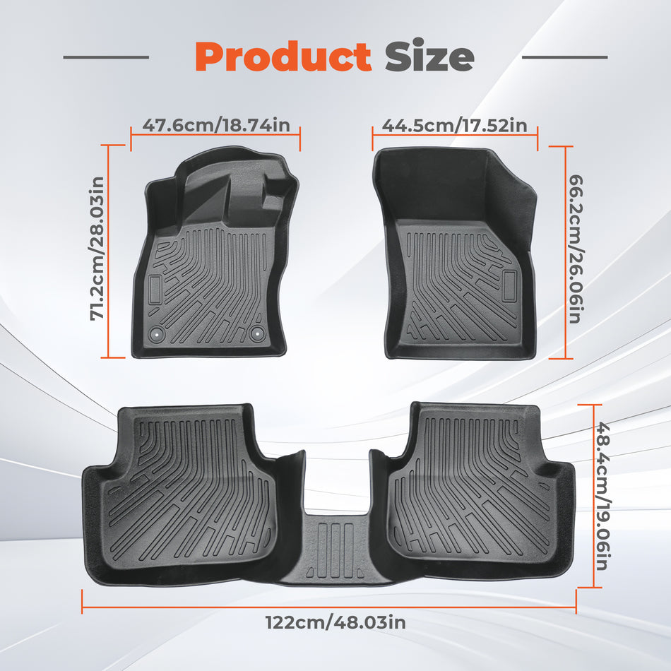 3Pcs Car Floor Mats Liner Front and Rear TPE Black Replacement for J-etta A7 2019-2026