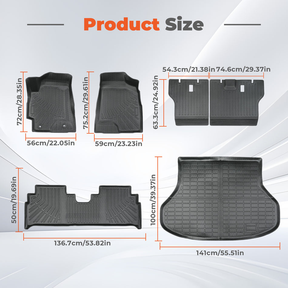 TPE Floor Liners & Backrest Mat &Cargo Liner for 2001-2007 Highlander Base Limited Sport