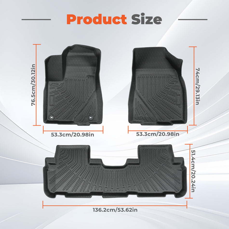 Car Floor Mats for 2014-2019 Toyota Highlander Front + Rear All Weather 3D Liner