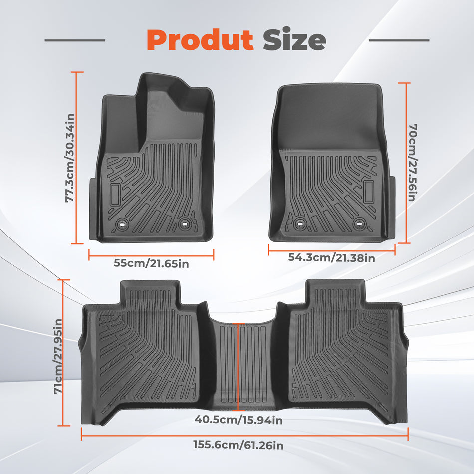 labwork 3-Piece 3D TPE All-Weather Floor Mats for 2022-2025 Toyota Tundra CrewMax Front & Rear Set