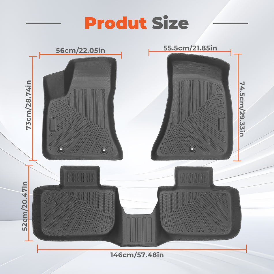 labwork 3-Piece 3D TPE All-Weather Floor Mats for 2011-2023 Dodge Charger Chrysler 300 RWD