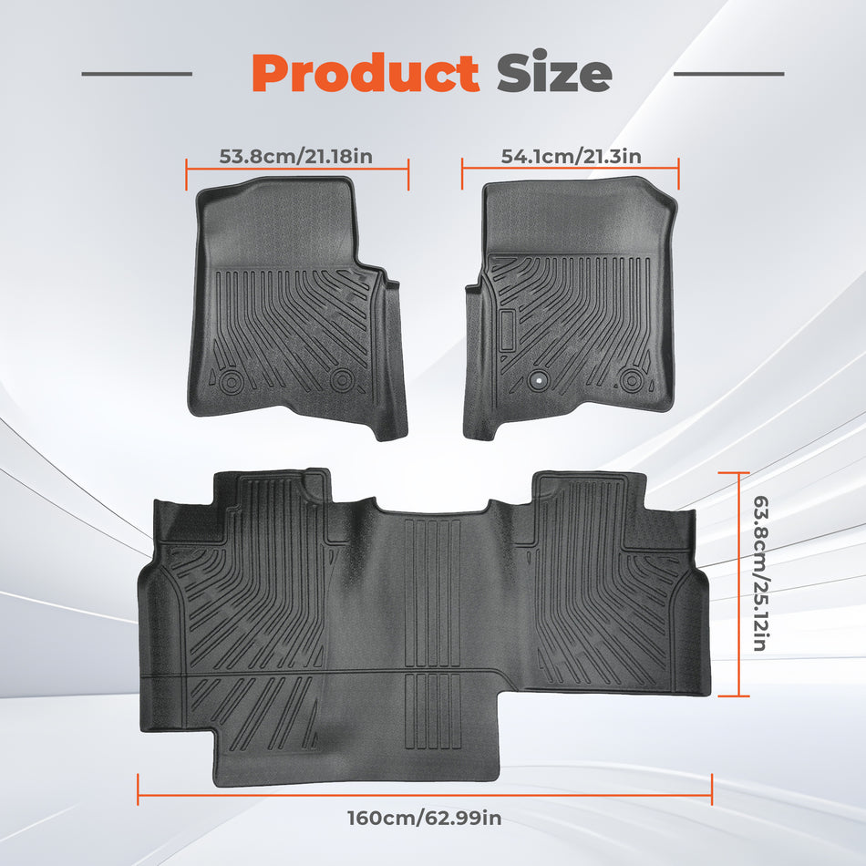 3PCS Floor Mats Liner Black TPE Replacement for F150 Super Crew Cab 2004-2008