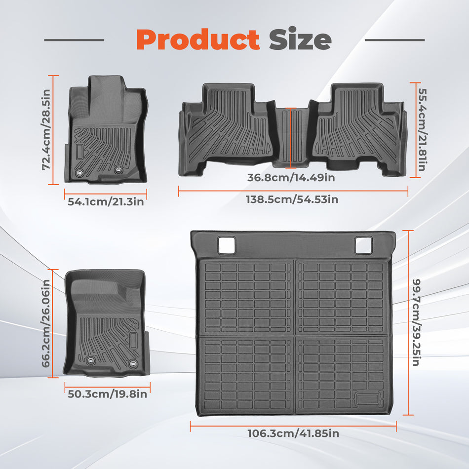 TPE Floor Mats+Trunk Cargo Liner For 2013-2024 Toyota 4Runner 5 Seat All Weather