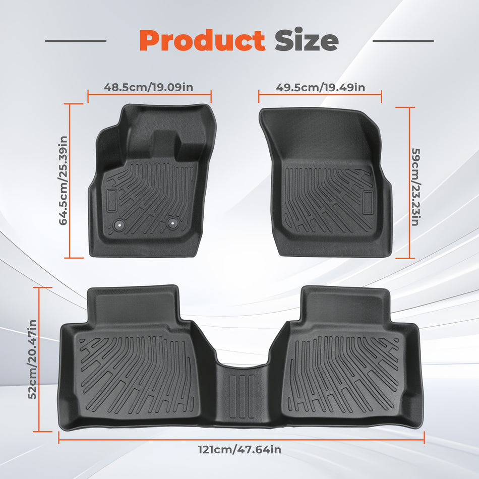 3PCS TPE All-Weather Floor Mats 3D Custom for 2013-2016 Ford Fusion