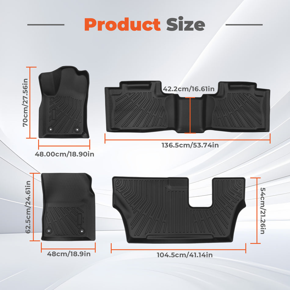 4PCS Floor Mats Black TPE Replacement for Du-Rango 2016-2026 7-Seater