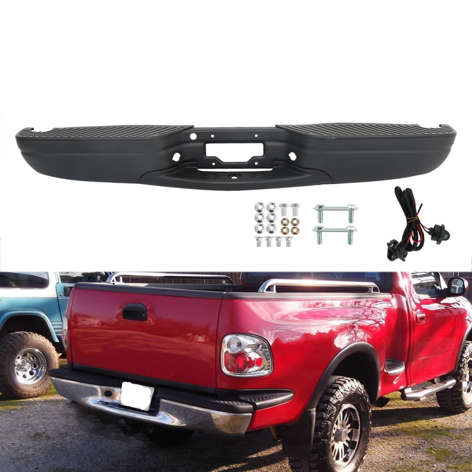 labwork Steel Rear Step Bumper Black Replacement for 1997-2003 FO1103104