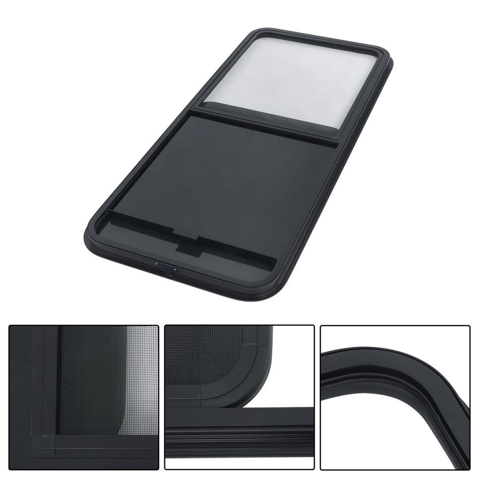 48"W x 22"H For RV Camper Horizontal Sliding Window w/Black Trim Ring w/Lock