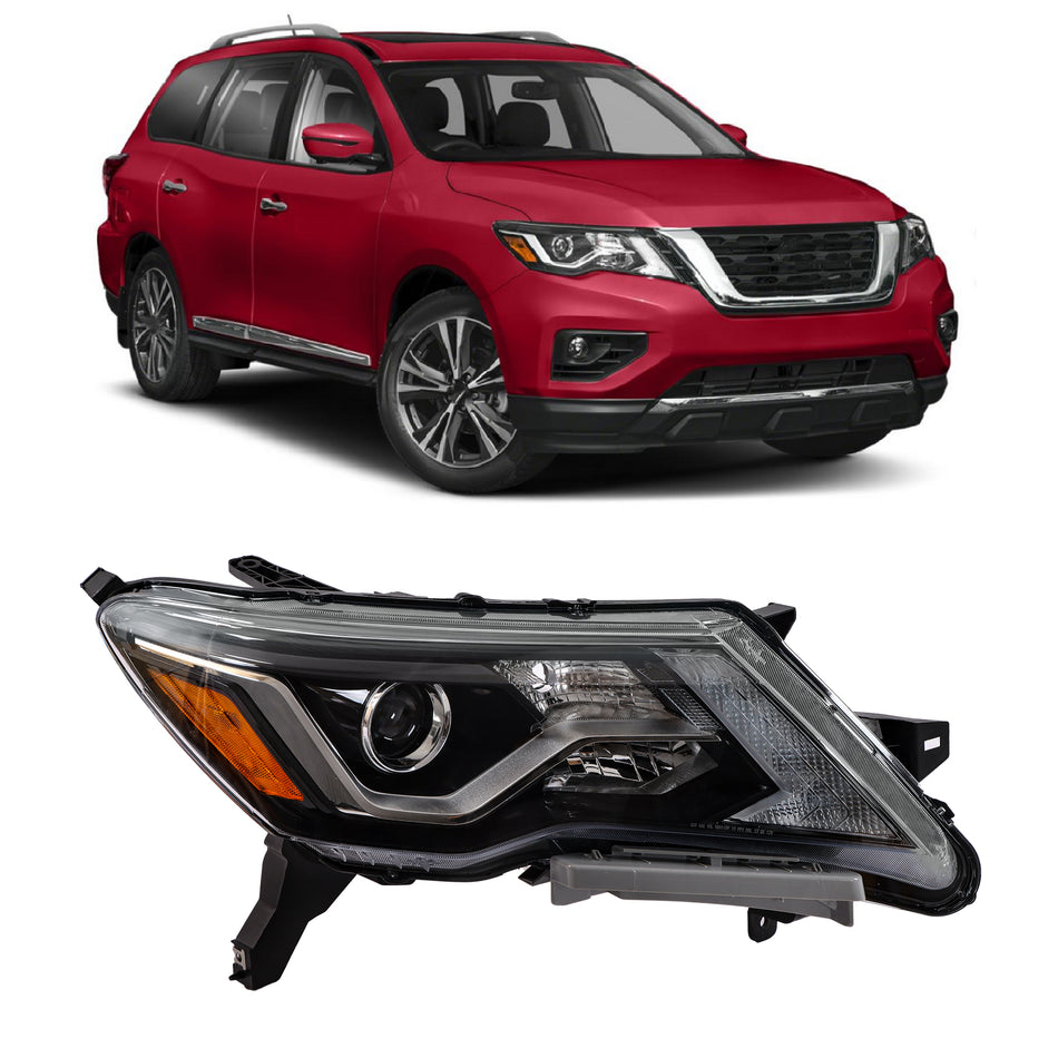Headlight Assembly Replacement for Pathfinder Platinum S SL SV 2017-2020 Headlights Halogen Projector w/DRL Set Passenger Side RH