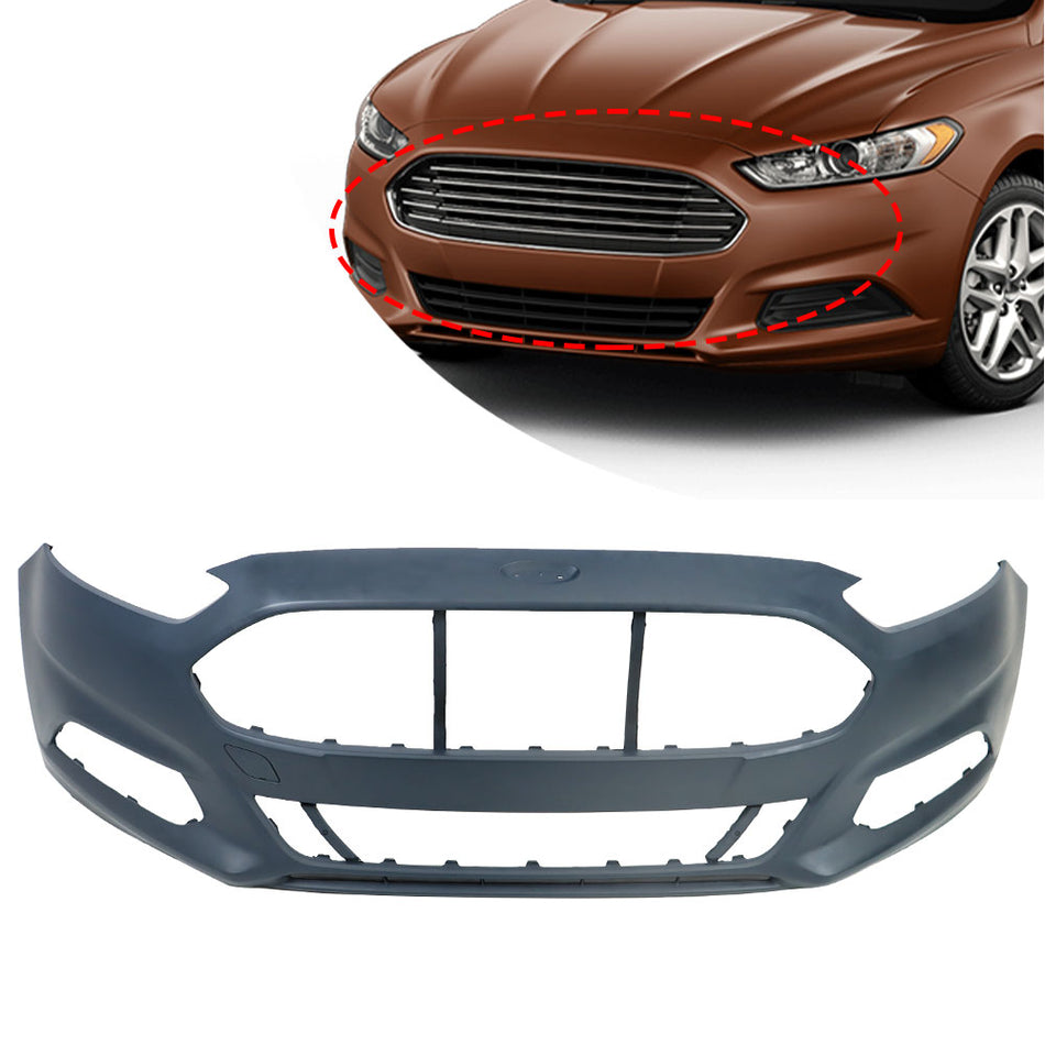 labwork Primered Front Bumper Cover Fascia Replacement for Fusion 2013-2016 without Park Assist Sensor Holes
