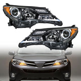 labwork Headlight For 2013-2015 Toyota RAV4 Clear Lens Left & Right 2pcs Chrome