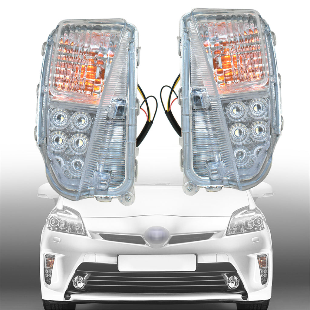 labwork DRL LED Fog Lights Assembly 8151147060 8152147060 Replacement for 2010-2015 Toyota Prius Clear Lens Left+Right Side (Passenger & Driver Side)