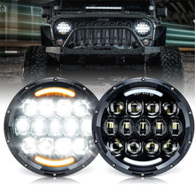 Load image into Gallery viewer, 105W LED 7 inch Round Headlights Replacement for Jeep Wrangler JK TJ LJ 1997-2018 with Hi/Lo Beam, DRL and Amber Turn Signal